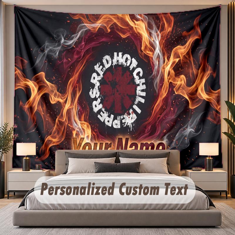 Custom Name Text Tapestry Red Hot Chili Peppers Personalized Polyester Wall Tapestry For Bedroom And Room