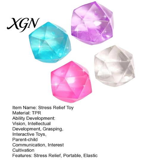 Calming Fidget Toy Transparent Rhinestone Squeeze Anxiety Relief Polyhedron Sensory Safe Stress Ball Anti-anxiety Soft Students Office