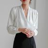 Satin Shirt For Women Long Sleeve With French Design And Classic Style For Office Wear