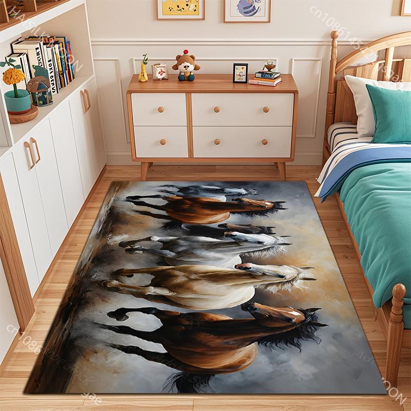 6 Style A Group of Running Horses Pattern Carpet for Living Room Bedroom Sofa Home Decor Non-slip Floor Mat Large Size
