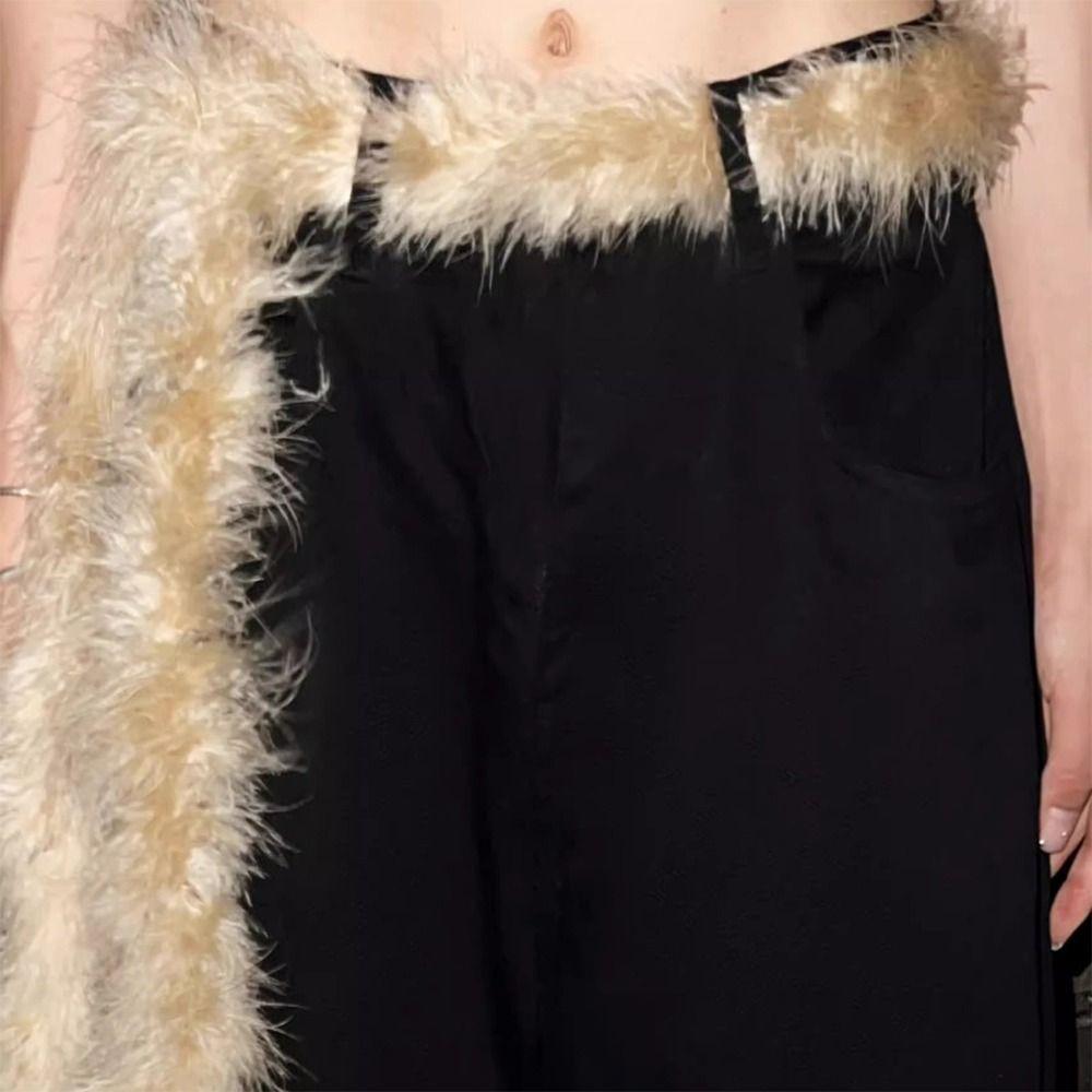 Пушистый панк меховой ремень Супер мягкий хип-хоп джинсовый ремень Джинсы брюки декор Пояс