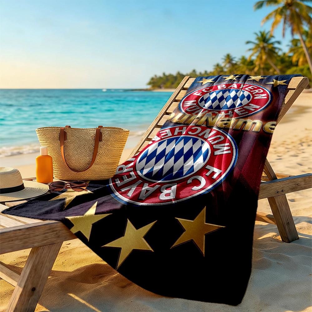 Bayern Munich Personalized Name Beach Towel Quick-Dry Soft Microfiber Suitable for Swimming Gym Camping Yoga Vacation