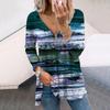 Women Autumn Marble Pattern Printed Long Sleeve T-Shirts Loose V-Neck Plus Size Tee Shirt Tops Comfy Blouse