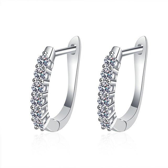 Moissanite Hoop Earrings 18k White Gold Plated Sterling Silver D Vvs1 Lab Diamond Dainty Fine Jewelry Ear Studs For Women
