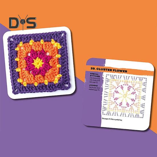 Колода карт «Бабушкин квадрат» 50 смешанных узоров для вязания крючком Колода карт Блоки для вязания крючком Одежда Аксессуары для взрослых Начинающий