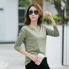 Women's Spring and Autumn Thin Size Plus Size Long Sleeve T-shirt Slim Fit and Look Thin Casual Bottom Shirt Top