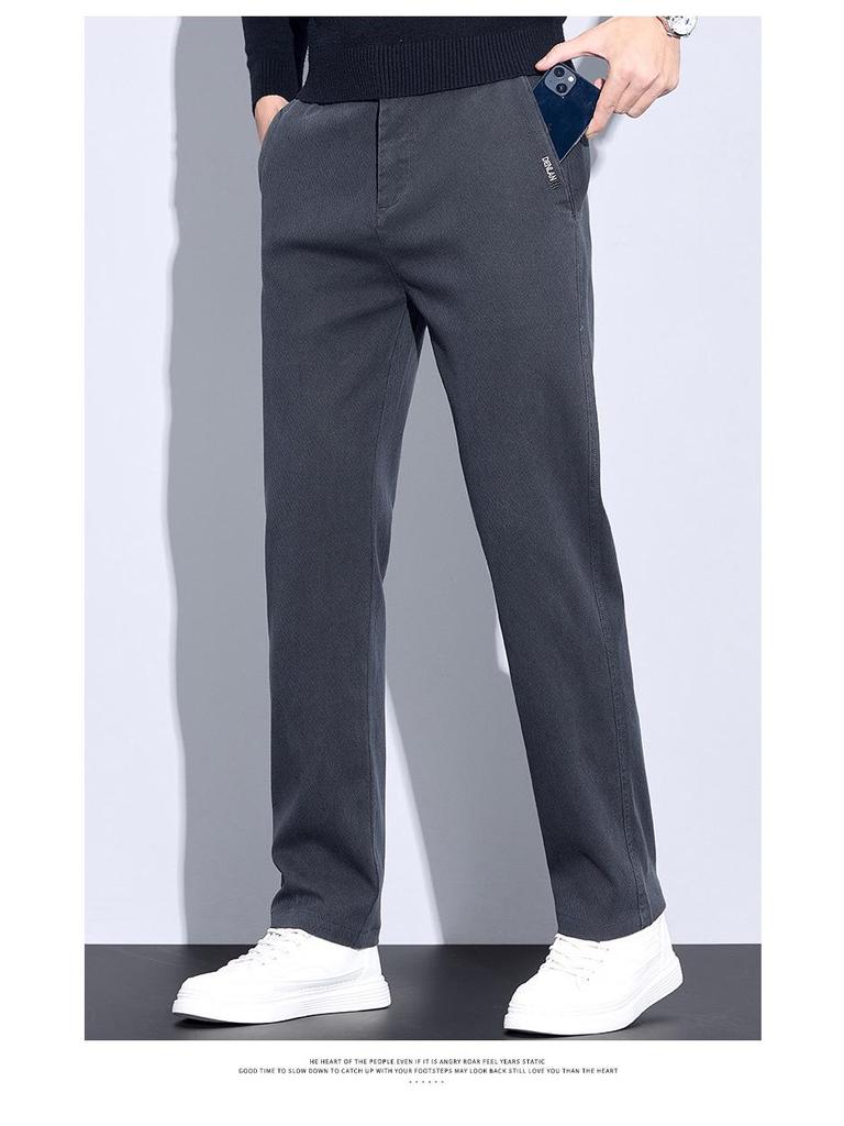 Мужские повседневные прямые брюки из высококачественного лиоцелла класса люкс из толстого эластичного бархата