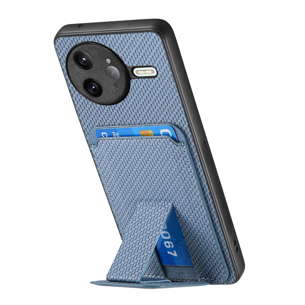 Для Xiaomi Poco F7 Ultra 5G/Xiaomi Redmi K80 Pro 5G Чехол Держатель для карт Текстура углеродного волокна Кожаное покрытие ТПУ Чехол для телефона