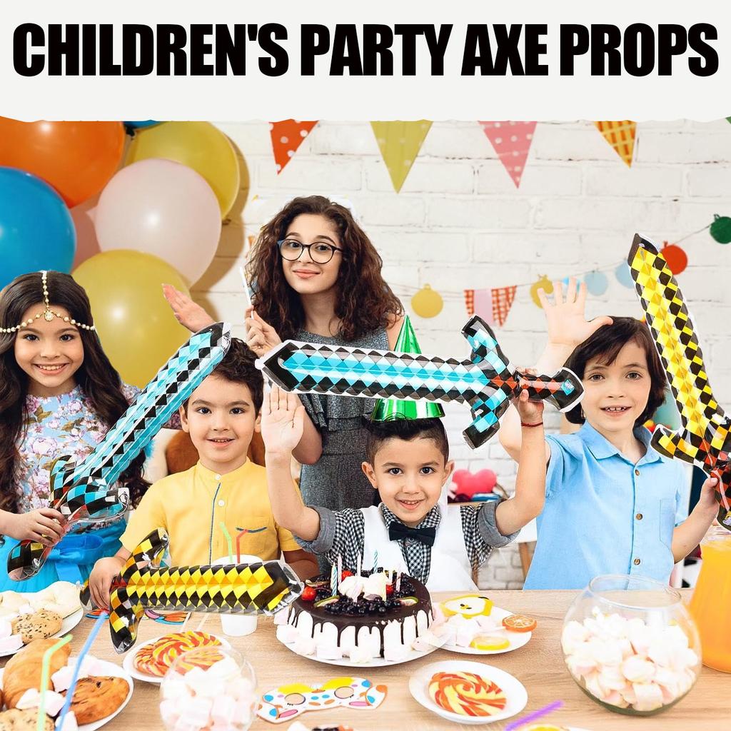 12-72Pcs Inflatable Weapons for Kids Pixel Diamond Swords Inflatable Swords for Theme Party Birthday Halloween Party Cosplay