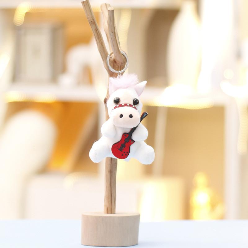 Plush Mini Pony Keychain Animal Keyring With Guitar For Girls Gift And Bag Decor