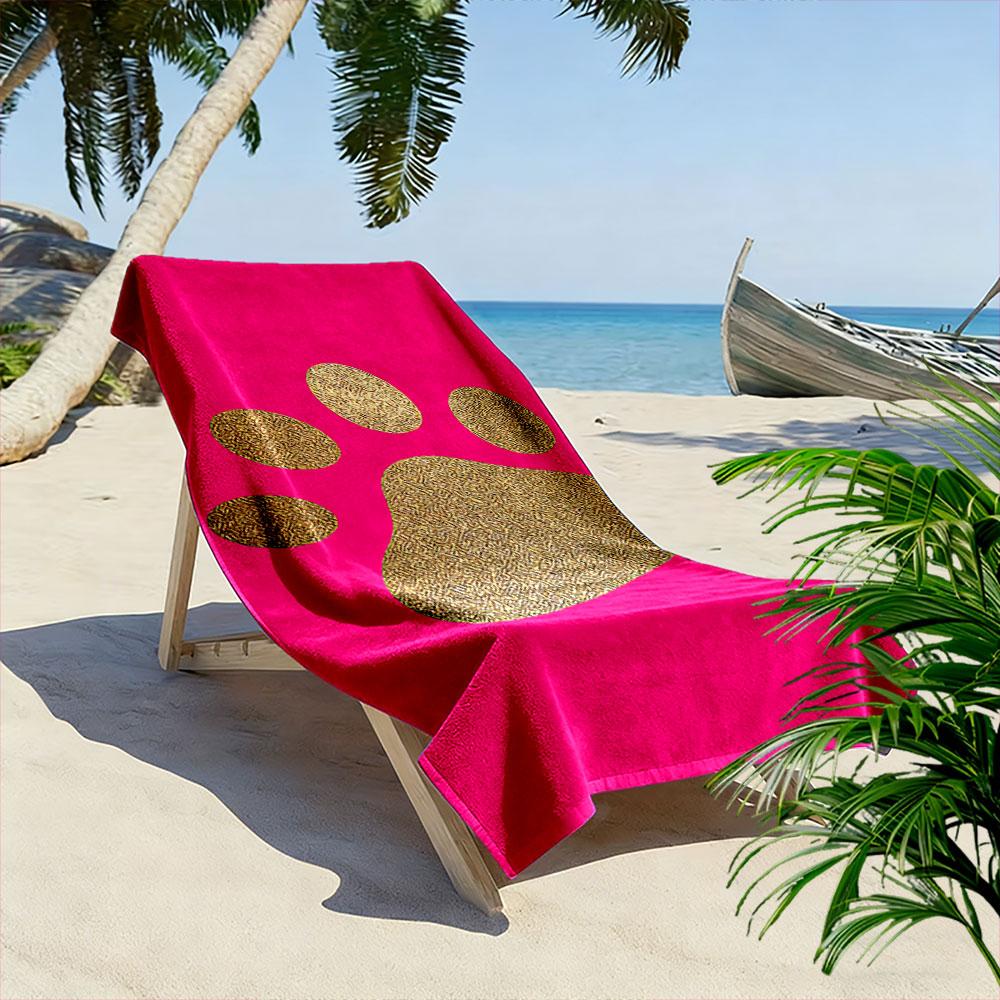 Golden Paw Print Beach Towel Beach Towel Quick-drying for Travel Outdoor Sports Jogging Beach and Swimming