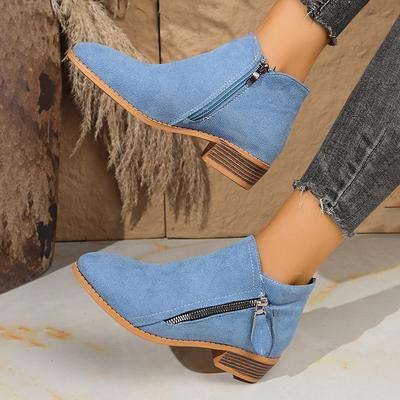 Женские ботинки Осень/зима Ботильоны с боковой молнией Женские на низком каблуке С низким голенищем Студенческий стиль Колледж Стиль Женская обувь Удобная обувь для улицы