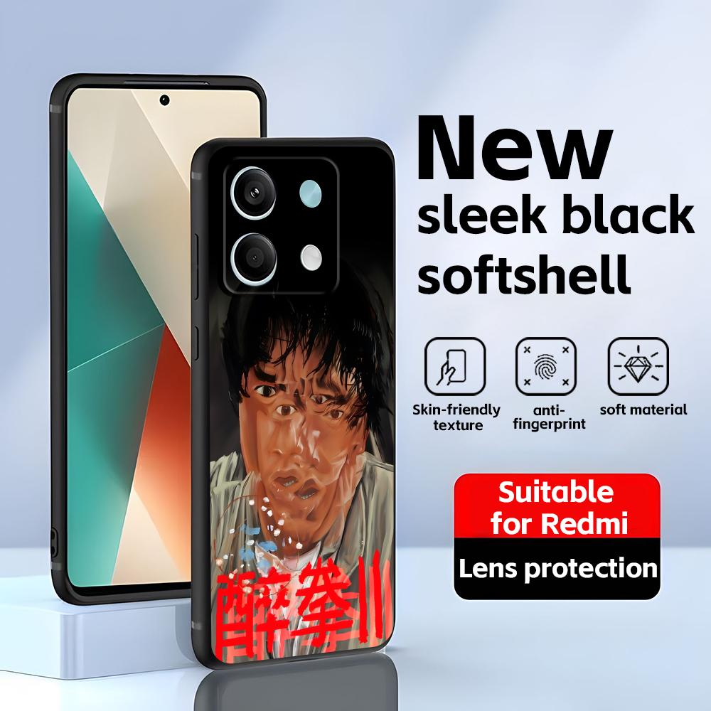 Чехол для телефона со звездой кунг-фу Джеки Чаном для Redmi Note 14 13 12 11 Pro Plus S 5G 14C A3, мягкий черный чехол для телефона