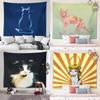 Oil Painting Cat Hairless Cat Pattern Tapestry Office Living Room Tapestry Home Wall Decoration Tapestry