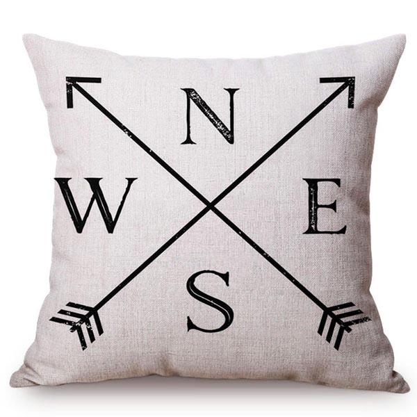 Navigation Sailboat Arrow Navy Sea Map Style Pillowcase Cotton Linen Marine Compass Decorative Pillow Cover Cushion Cover