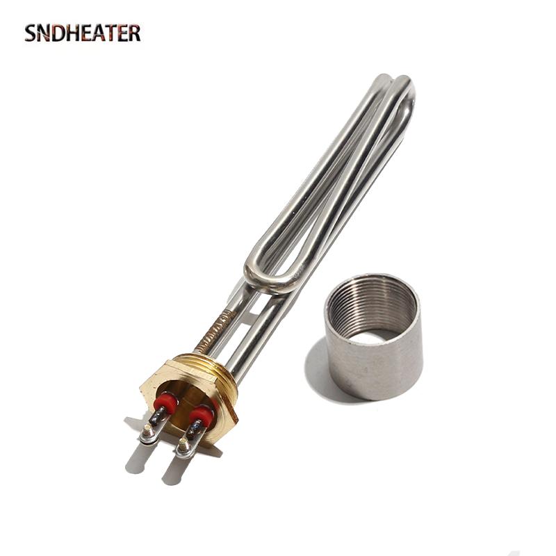 SNDHEATER Электрический нагревательный элемент для воды G1" Медная резьба AC 110V 220V Устойчивость к изгибу Нагреватель для солнечного бойлера 1000 Вт 2000 Вт 3000 Вт