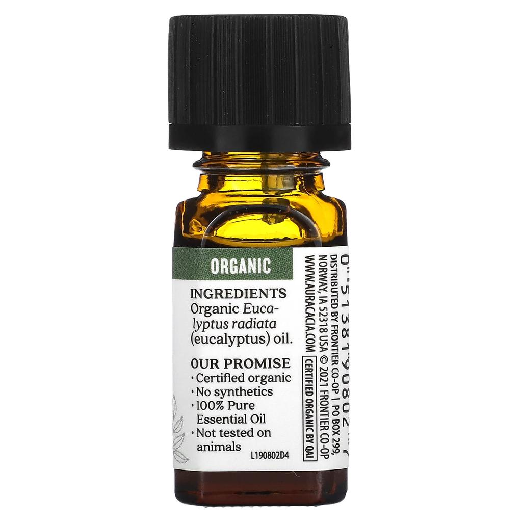 Pure Essential Oil, Organic Eucalyptus, 7.4 Ml (0.25 Fl Oz)