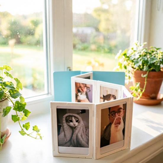 Mini Photo Album with Clear Sleeves Portable Picture Holder for Wallet-Sized Photos Creative Photo Folder Novelty Display for Weddings