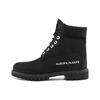 Leather Waterproof Durable Increased Height Casual Mid-Calf Outdoor Boots Men Boots Black A6163001