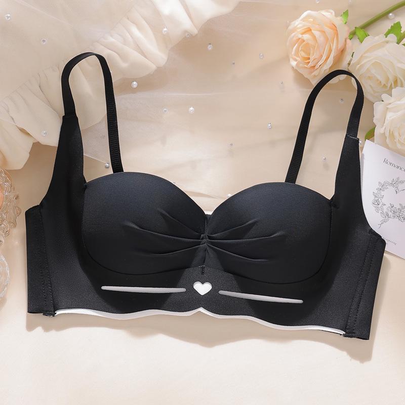 Cartoon Chest Uplift Wire-Free Seamless Half Cup Padded Bra for Small Busts