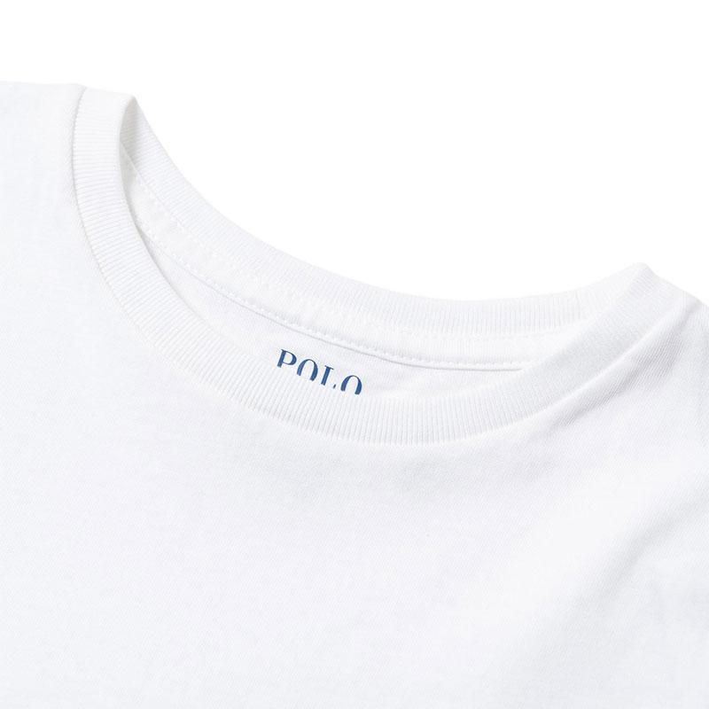 Футболка Polo Ralph Lauren для детей Однотонная Вышивка логотипа Круглый вырез Короткий рукав Детская одежда Белый 313833549-064