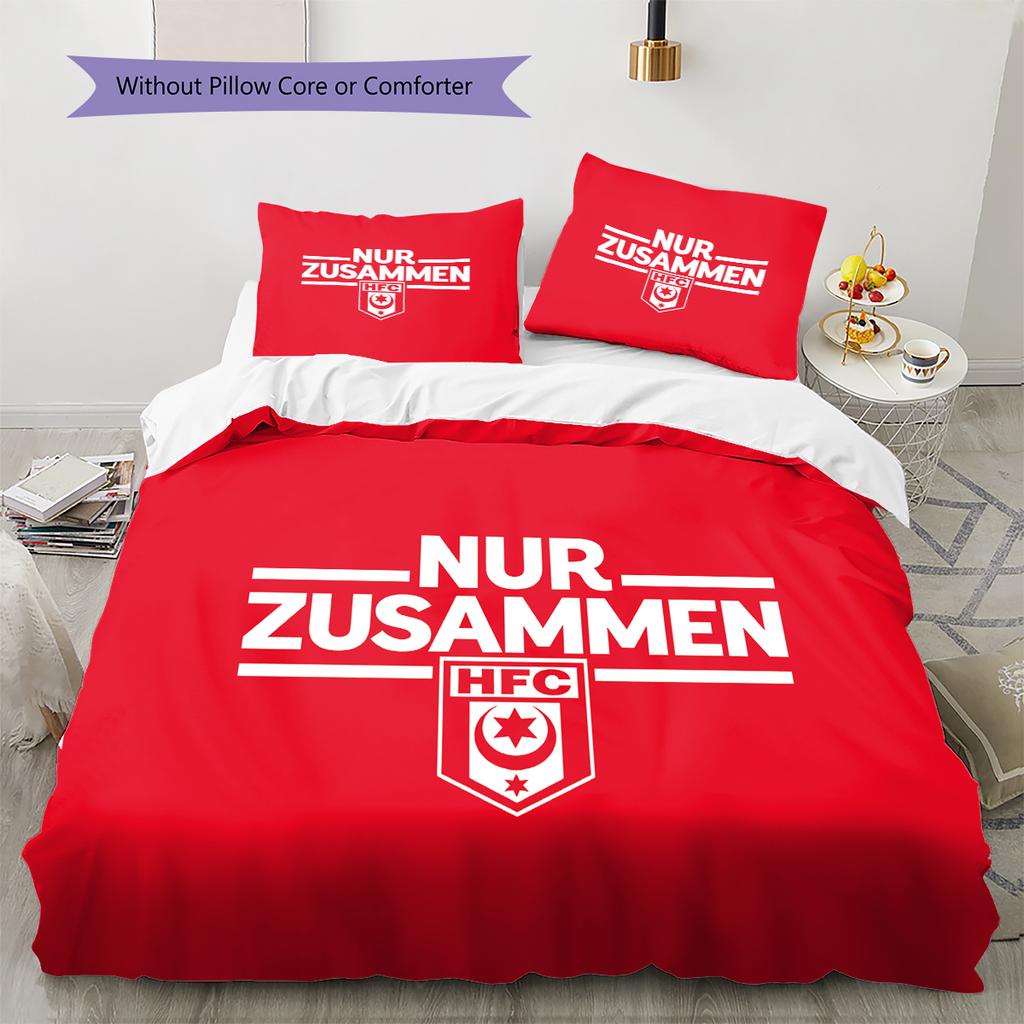 Постельное белье с узором Hallescher FC, Комплект с одеялом, Пододеяльник, Наволочка, Домашний подарок на день рождения (1 пододеяльник + 2 наволочки, без наполнителя)