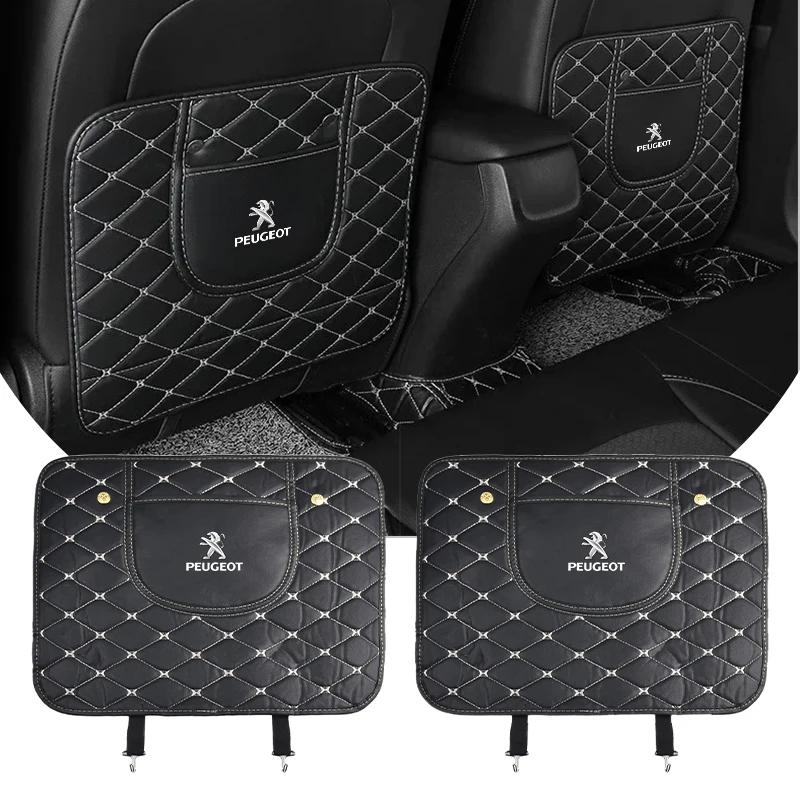 For Peugeot Car Seat Back Anti Kick Pad Leather Scratch Mat For Peugeot 206 307 308 3008 207 208 407 508 2008 5008 107 106 205 4