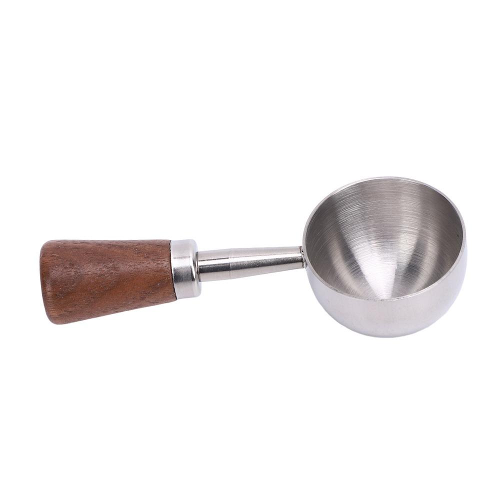 304 Stainless Steel Bean Tea Scoop Short Wooden Handle Stainless Steel Scoop For Loose Leaf Tea