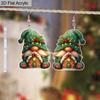 2D Flat Christmas Acrylic Earrings Decoration Green Gnome House Design Pendant Jewelry Ladies Christmas Gift