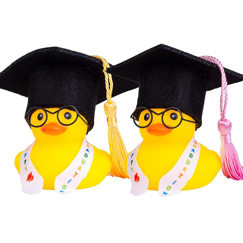 Graduation Ducks Car Dashboard Decorations Rubber Duck Car Ornaments Accessories With Mini Graduation Hats Sashes Glasses