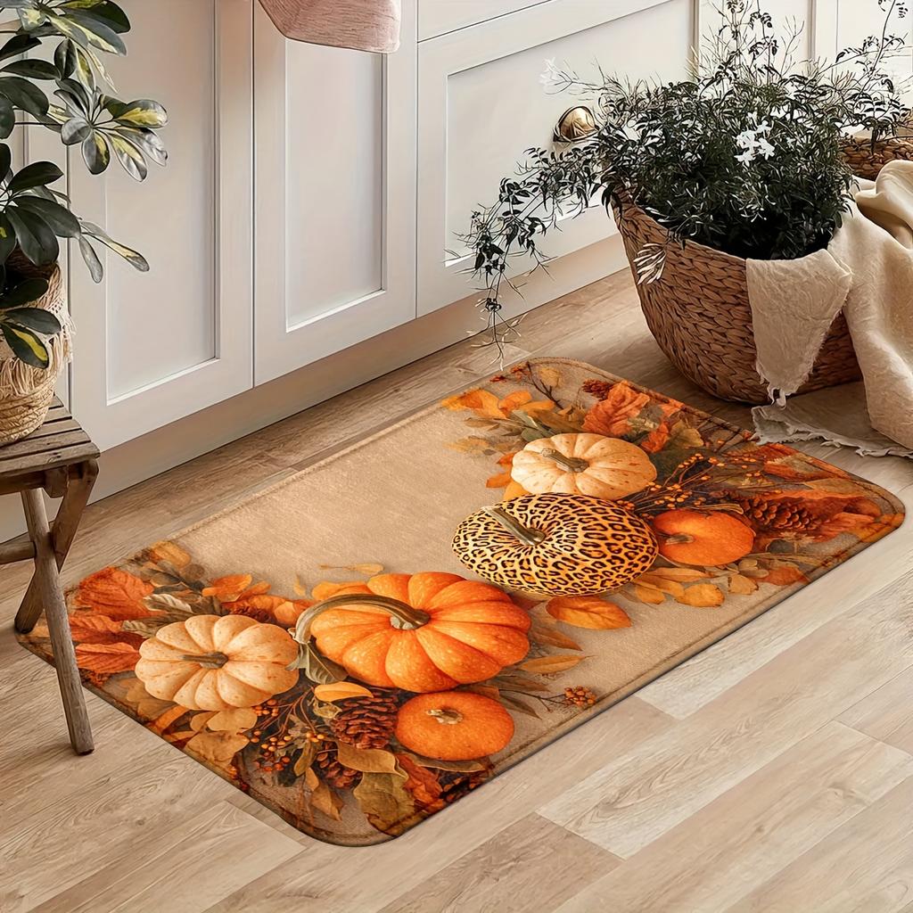1/2 Pcs Autumn Pumpkin Doormat Comfortable Soft Non-slip Home Entrance Hallway Rug Bathroom Toilet Floor Mat Home Decor