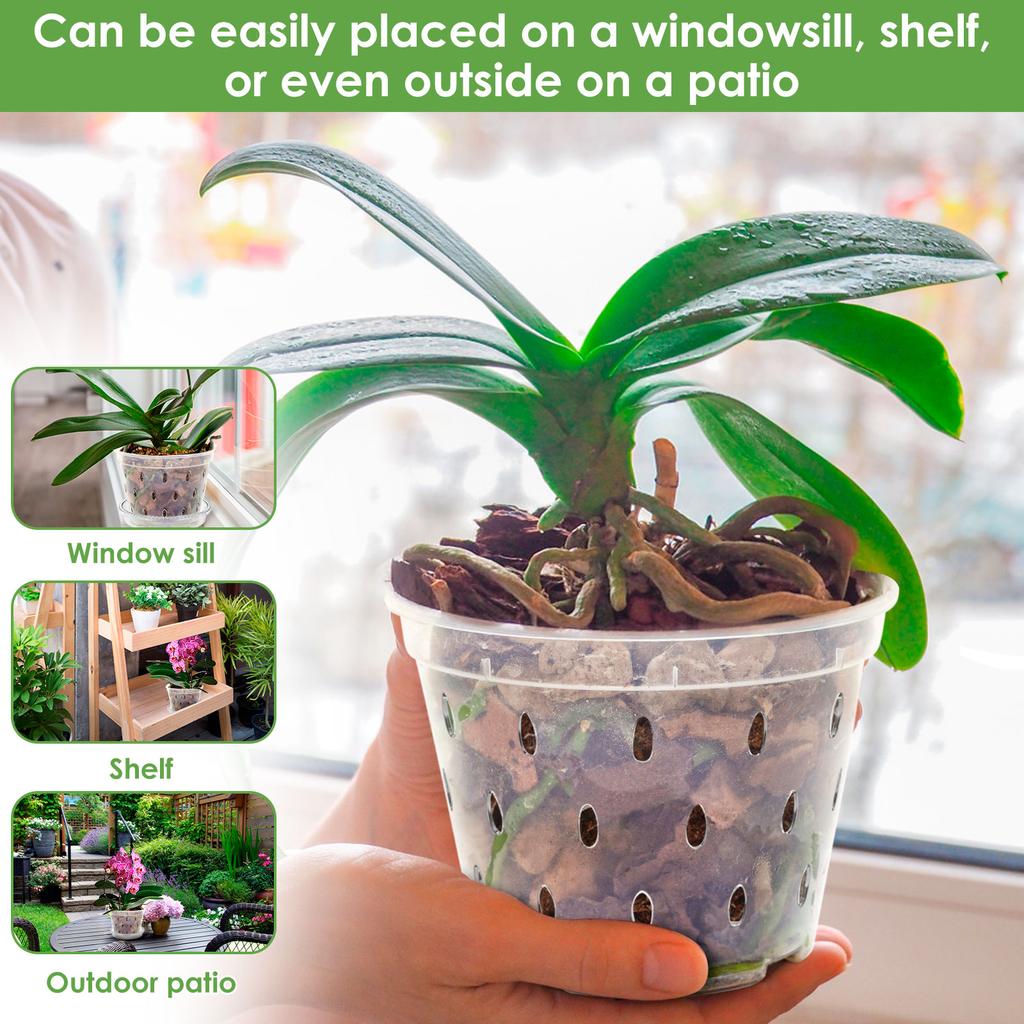 Горшок для цветочного растения 4/5/6 дюймов, прозрачный горшок для орхидеи с отверстиями и поддонами, прочные пластиковые горшки с прорезями, садовые принадлежности