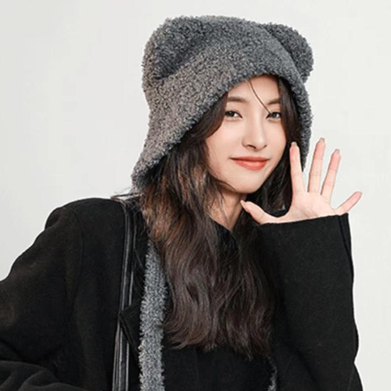 1 шт. корейская шапка вязаная шапка шерстяная шапка плюшевая шапка теплая защита ушей головная шапка