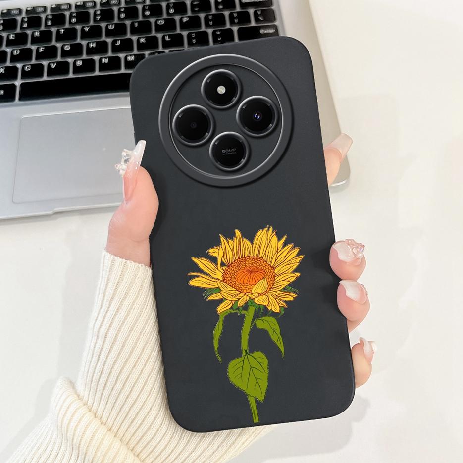 Для Xiaomi Redmi 14C Чехол Стильный Подсолнух Милые Девушки Задняя Крышка Мягкий ТПУ Чехол для Телефона Для Xiaomi Poco C75 C 75 Redmi14C Fundas
