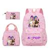 KPop Охотники на демонов Персонажи Красочный Рюкзак Набор из трех предметов Руми Мира Зои HUNTR/X Саджа Детский Большой Вместимости Школьный Рюкзак