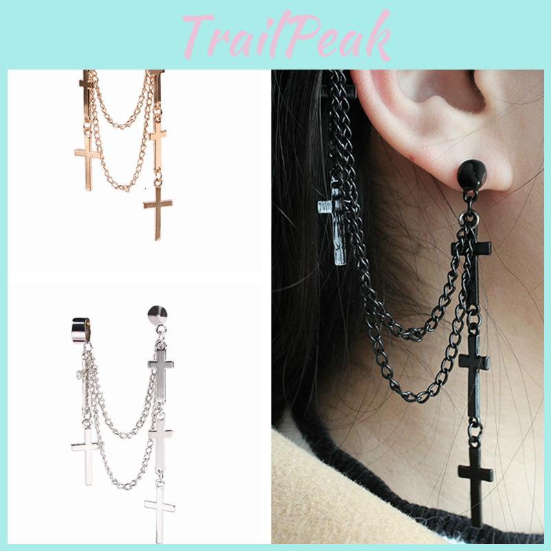 Punk Cross Drop Earrings With Alloy Metal For Womens Fashion Accessories