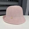 Niche metal standard crimped bucket hat women's casual simple washbasin hat spring and summer travel breathable sun hat