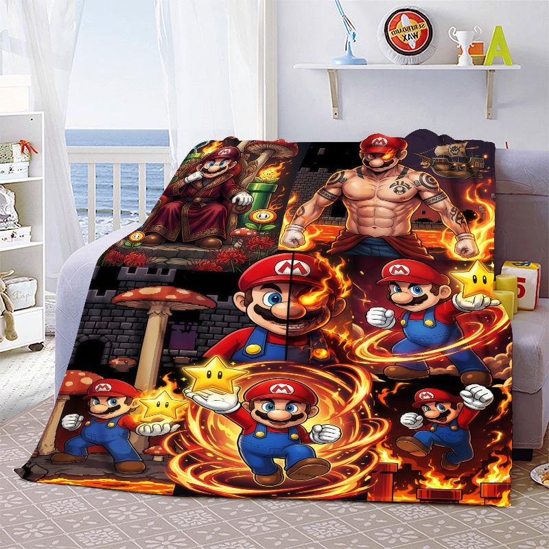 Super Mario Lightweight Flannel Blanket Soft Warm Throw Cozy Blanket for Sofa Bed Home Decor -QJY