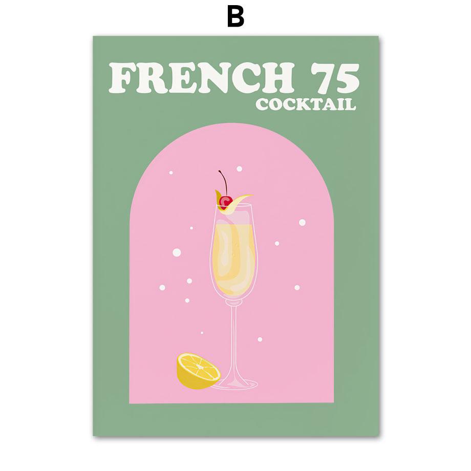 Розовый коктейль Виски Мохито Текила Напитки Плакаты Печать Холст Картина Скандинавские настенные картины Для декора кухни, бара