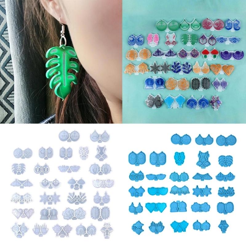 28 Pcs Multiple Styles Geometry Earrings Silicone Molds Suitable for Epoxy Diy Crafts Ornament Pendant Keychain Making