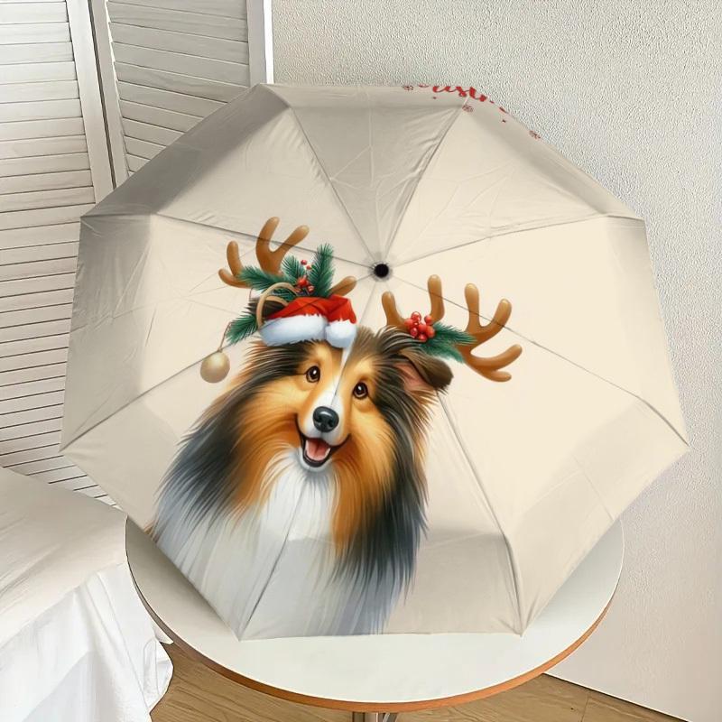 1pc Christmas Dog Decorations Umbrella with Plastic Handle,Suitable for All Seasons Home Travel Outdoor UmbrellaDD229