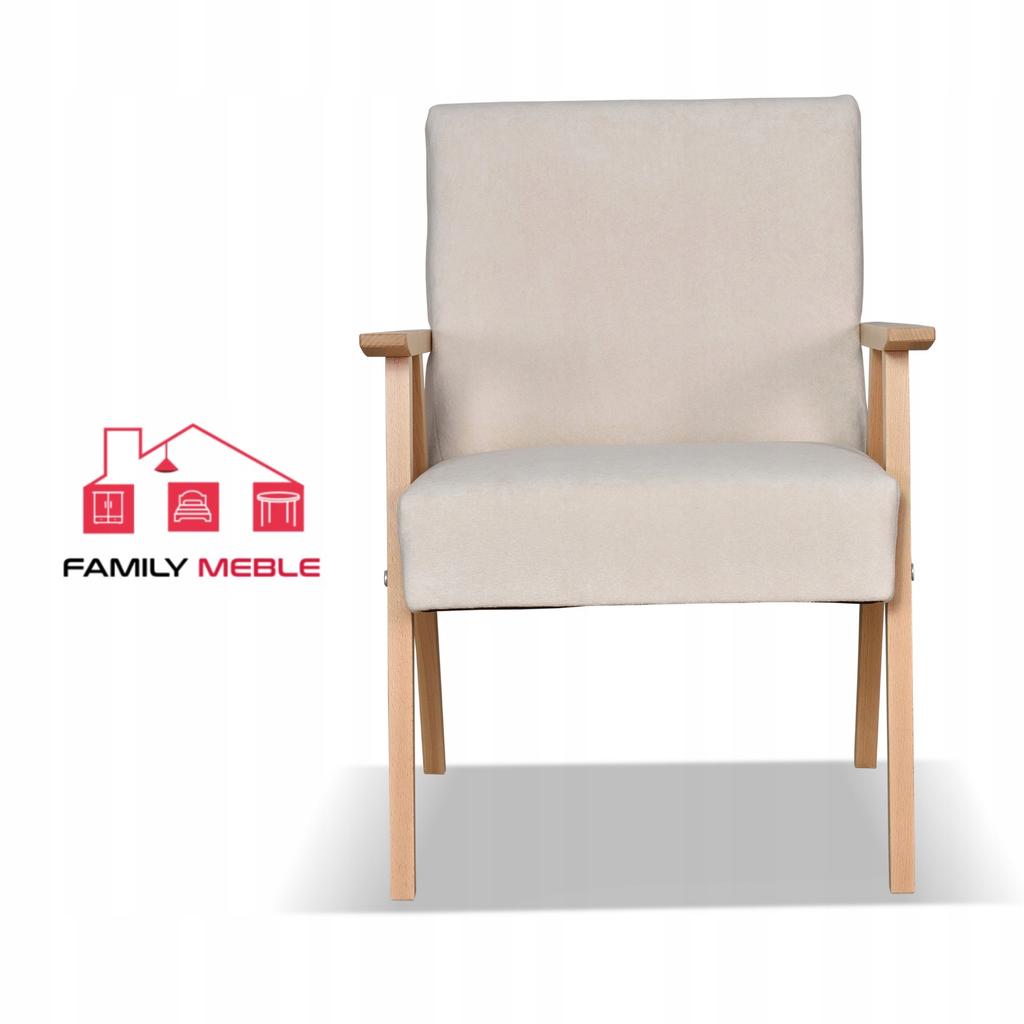Fotel PRL zestaw retro vintage SOLER Family Meble beżowy welur Hunter