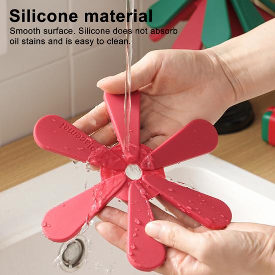 Christmas Tree Silicone Trivet Heat Resistant Pot Holder for Hot Pans Non-Slip Foldable Mat