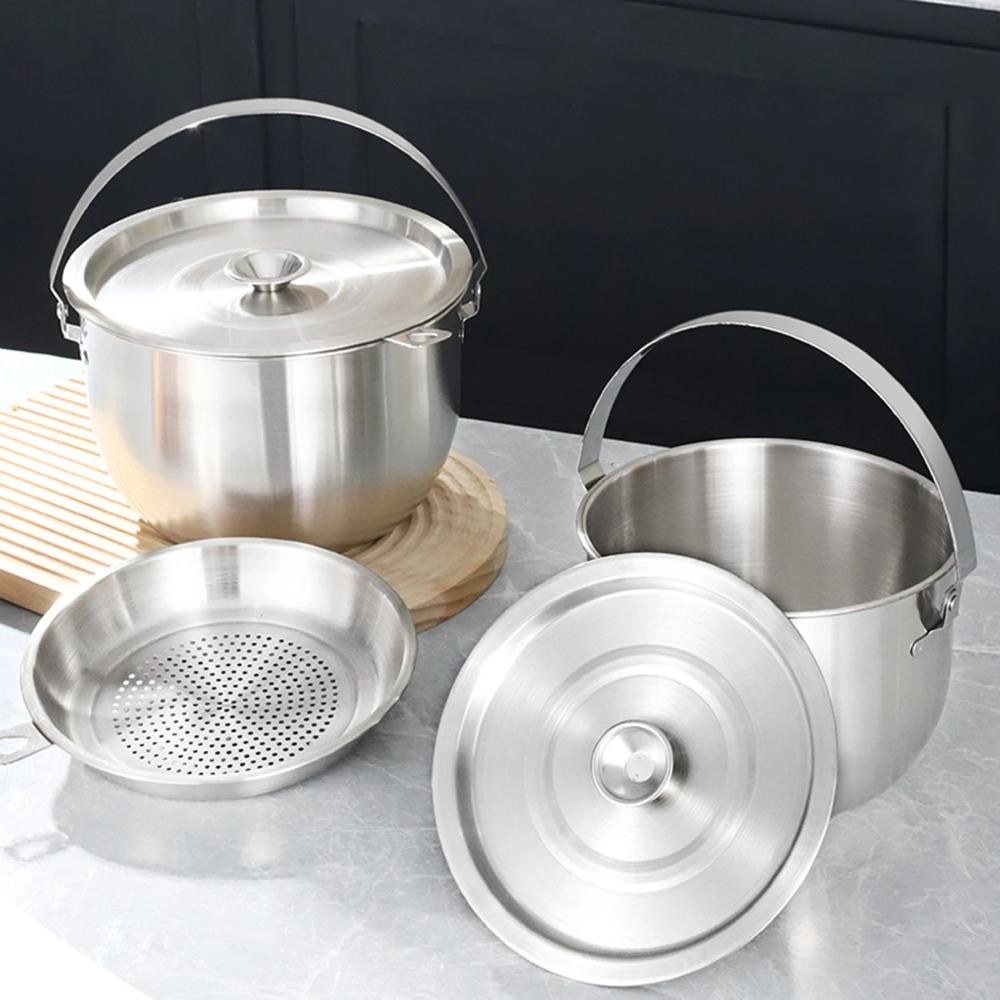 316 Stainless Steel Oil Strainer Tank with Filter Mesh Grease Container Mixing Bowl  Restaurant