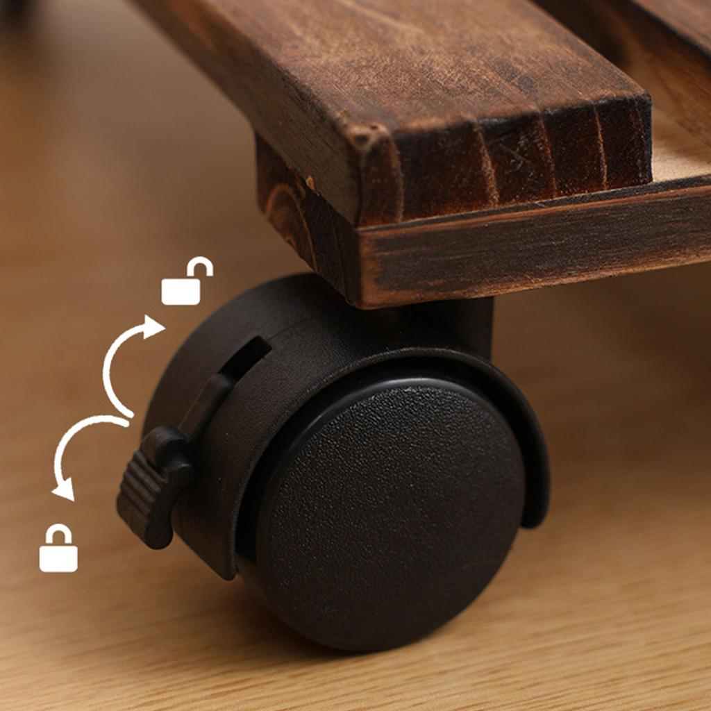 Квадратные цветочные горшки из цельного дерева, держатель из дерева с колесами, основание для кашпо из цельного дерева, мобильное основание для кашпо для внутреннего и наружного использования