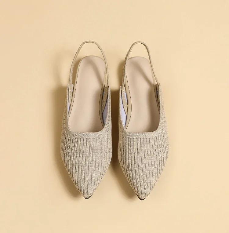 Большие размеры 43 женские сандалии плоские тапочки новые модные дышащие нескользящие туфли для беременных женские трикотажные мягкие однобортные туфли