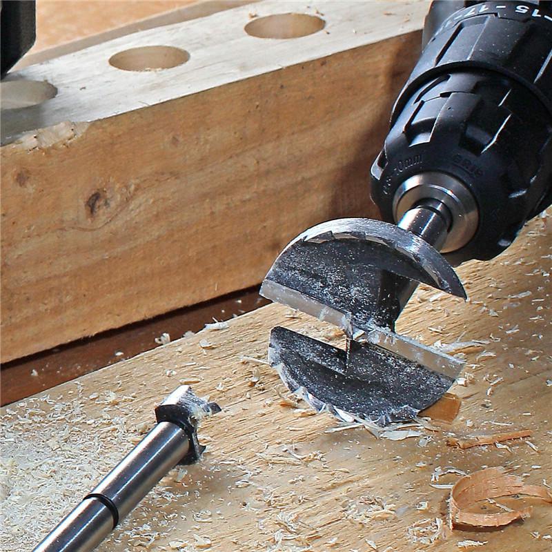 16-Piece Woodworking Drill Set: Includes Round Punch, Hinge Drill, Multi-Tooth Flat Wing Drill, Reamer & Door Lock Tools.