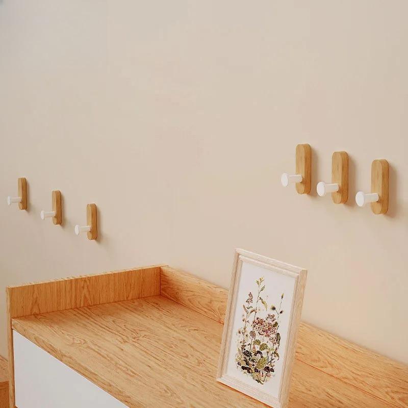 Самоклеящиеся настенные крючки из орехового дерева для вешания пальто, полотенца, одежды, одеяла, шляпы, рюкзака, халата, держатель для ключей в прихожую