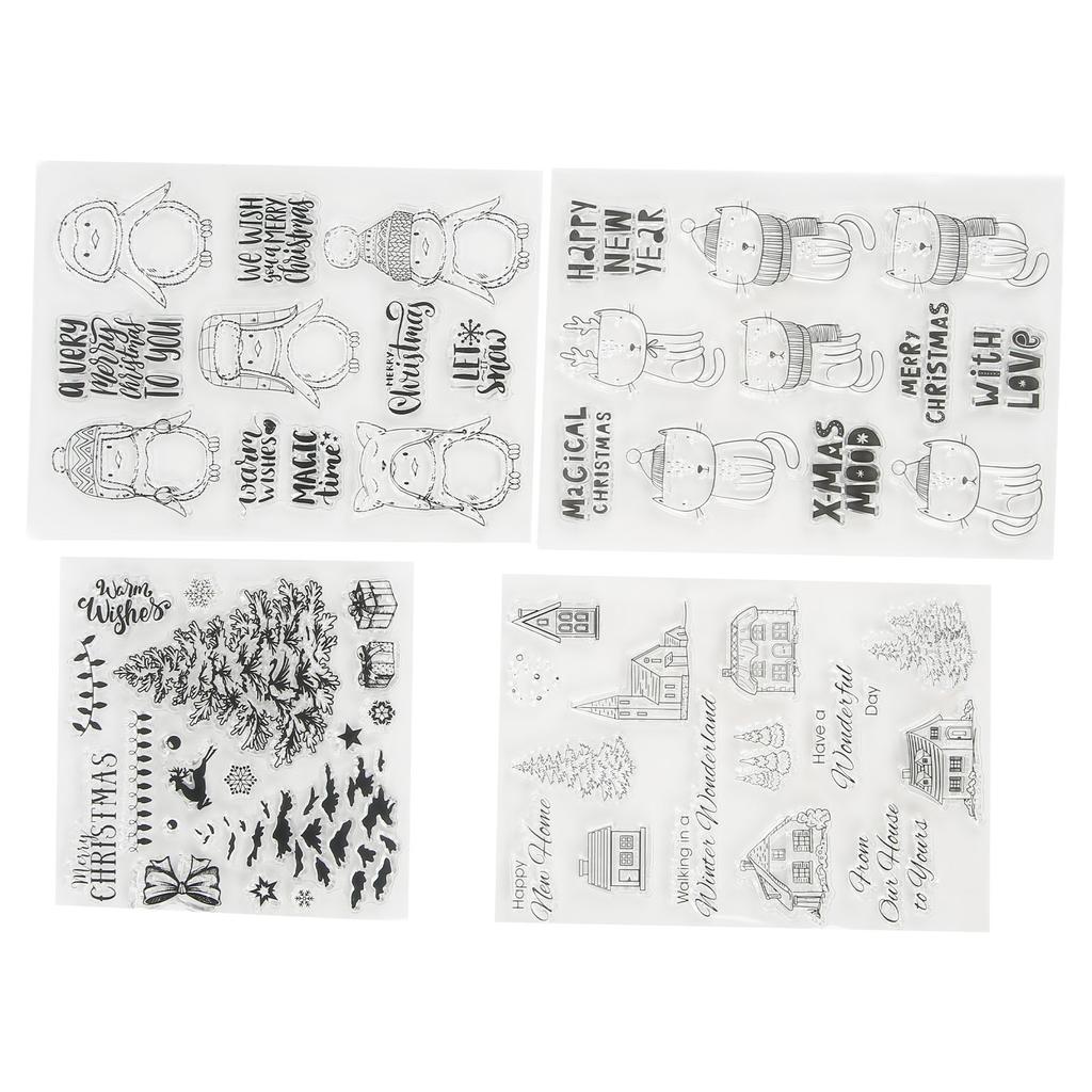 4 шт. прозрачных штампов с прозрачным отпечатком для повторного использования, простая уникальная форма, различные стили, прозрачный штамп