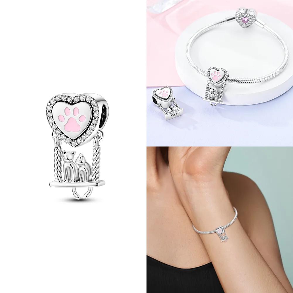 Copper Original Pink Series Charms Perfume Butterfly Beads Pendent Dangle Fit Bangle Charm Bracelet Diy Women Jewelry Gift